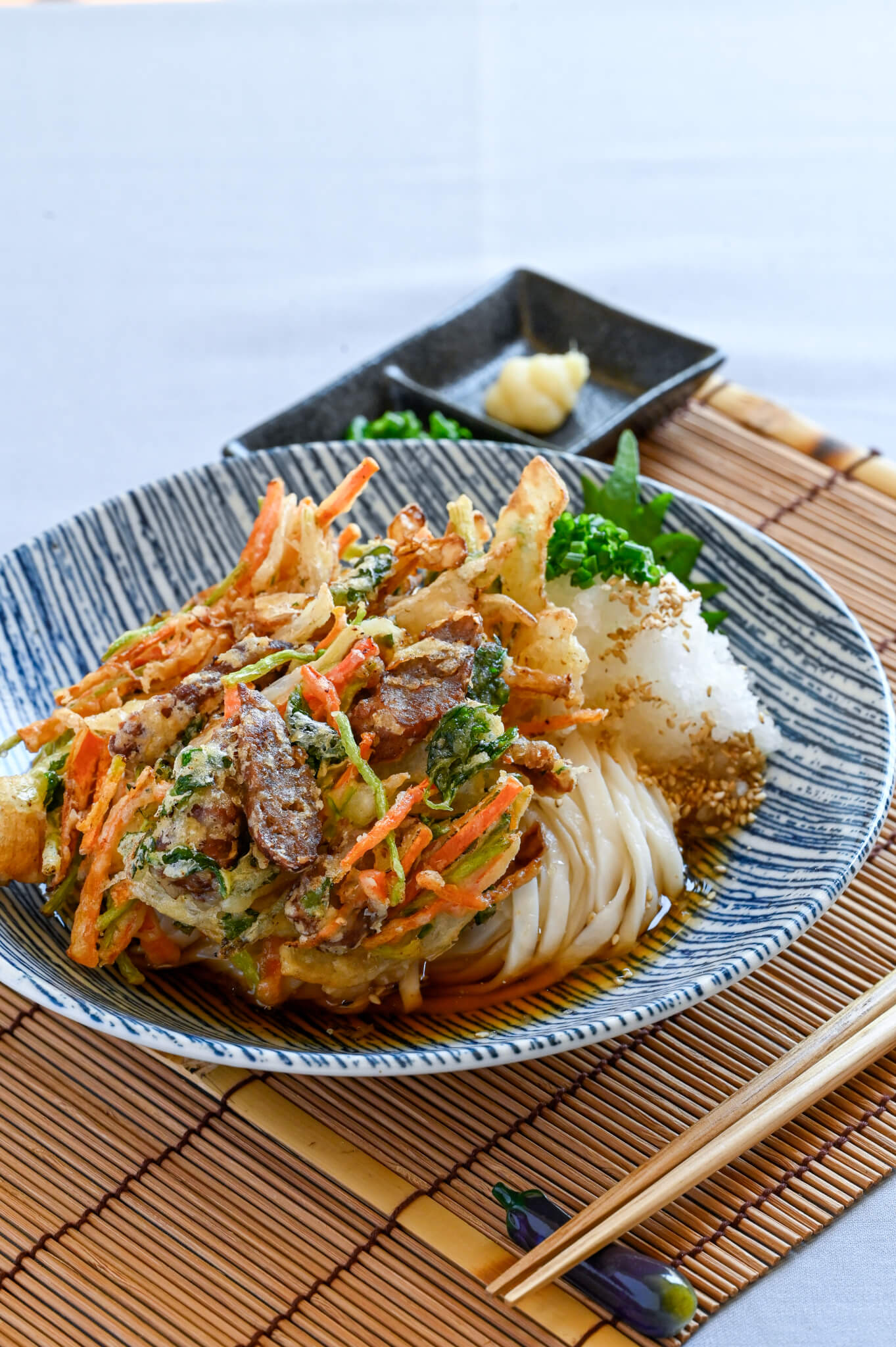 ポークソーセージリンクスのかき揚げおろしうどん